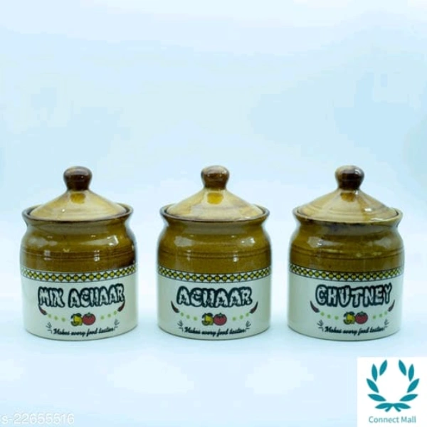 300ml Ceramic Pickle Jars With Lid Set Of 3  - Jars